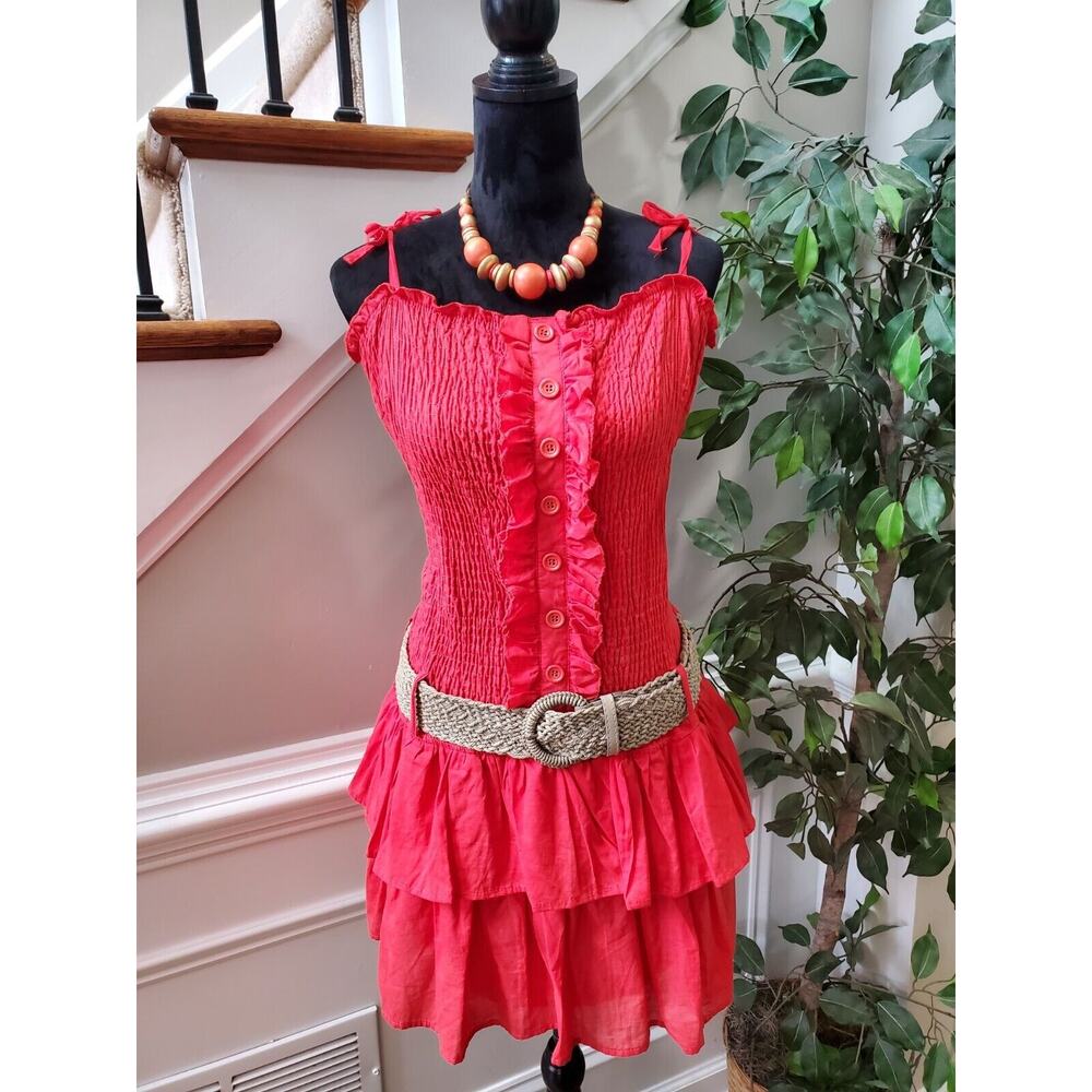 Chesley Women's Red 100% Cotton Sleeveless Casual Knee Length Dress Size L - Picture 12 of 12
